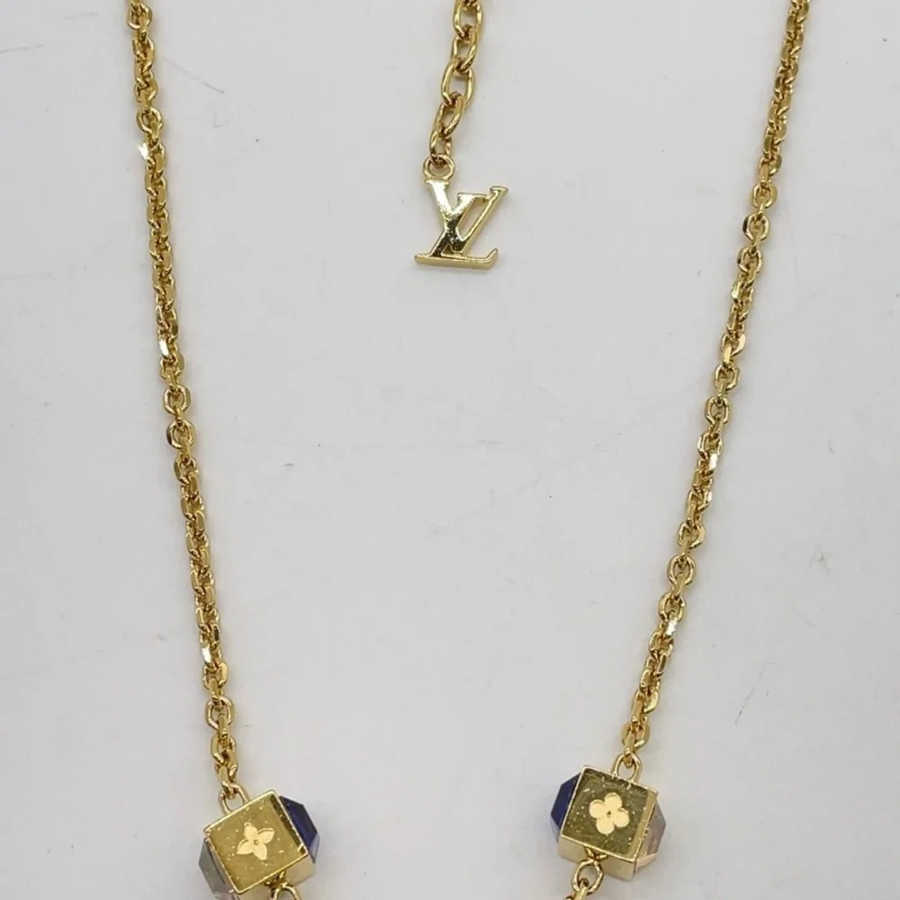Louis Vuitton Collier Gamble Gold Purple Necklace